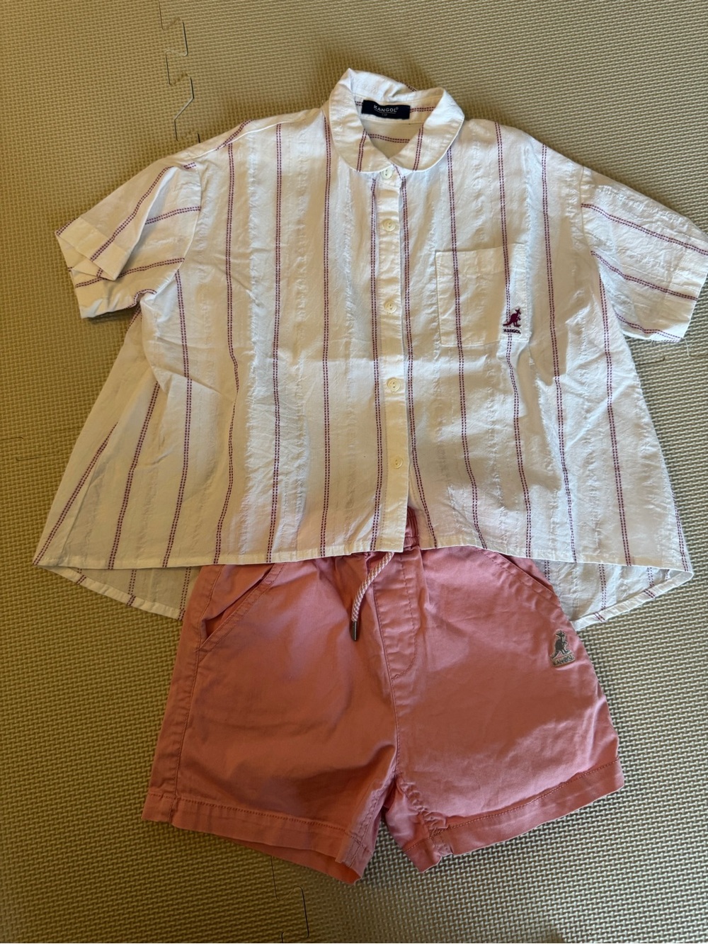 Kangol Striped Button-Up Shirt and Shorts